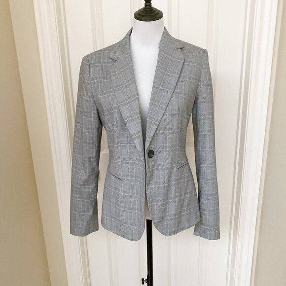 New Zara Women Grey Plaid Flattering Fit Single-Button Blazer Business Jacket - Picture 6 of 6